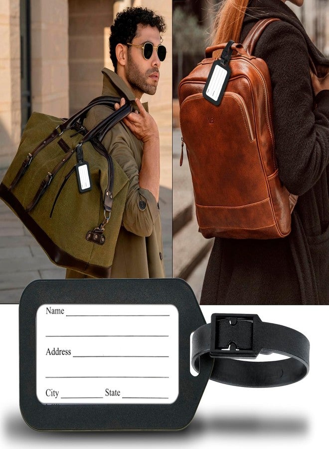 سنديا مجموعة من 6 بطاقات تعريف للأمتعة من SNDIA مع حزام، بطاقات ذكية لحقائب السفر والحقائب المدرسية لتسهيل التعرف على الحقائب - أسود - Image 3